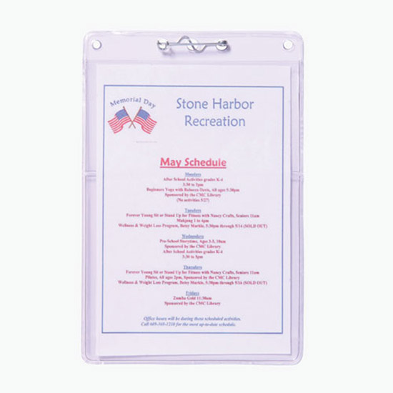 All-Purpose Vinyl Badge Holder - Dual Pocket - Pin Attachment