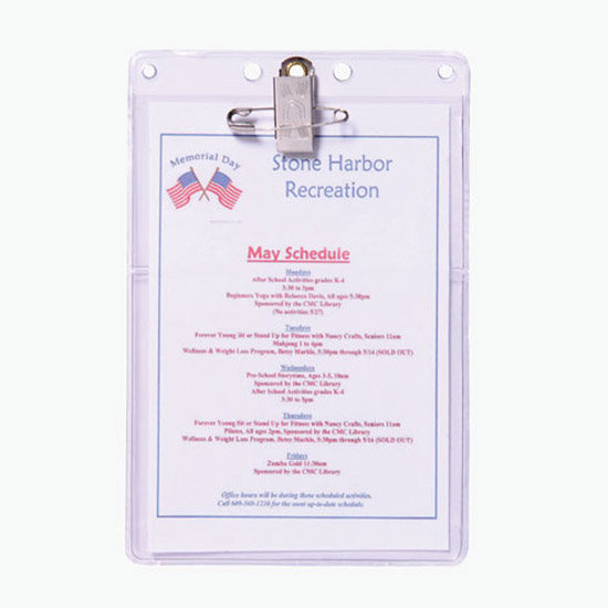 All-Purpose Vinyl Badge Holder - Dual Pocket - Pin/Clip Attachment