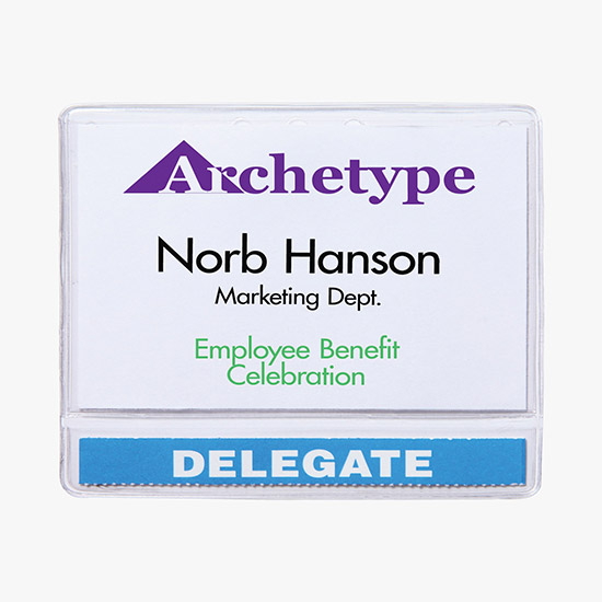 2 1/2 x 4 Standard Slip-In Title Badge Holders - Clip Attachment