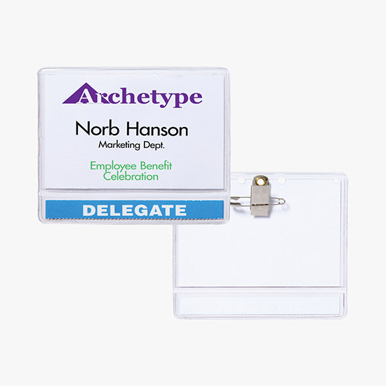 2 1/2 x 4 Standard Slip-In Title Badge Holders - Clip Attachment