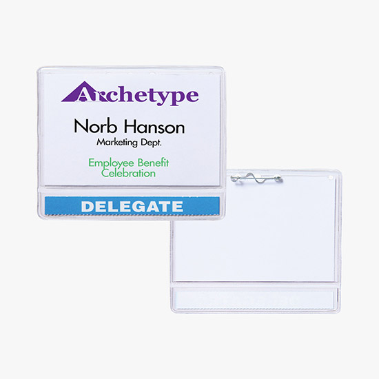 2 1/2 x 4 Standard Slip-In Title Badge Holders - Clip Attachment