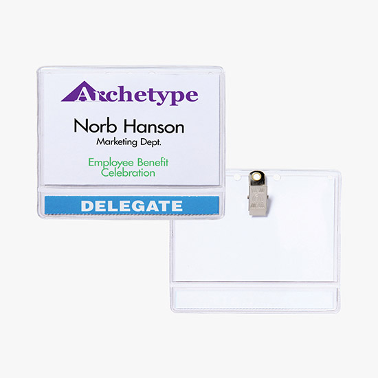 2 1/2 x 4 Standard Slip-In Title Badge Holders - Clip Attachment