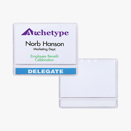 2 1/2 x 4 Standard Slip-In Title Badge Holders - Clip Attachment