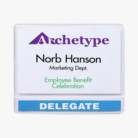 2 1/2 x 4 Standard Slip-In Title Badge Holders - Pin Attachment