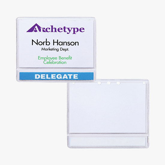2 1/2 x 4 Standard Slip-In Title Badge Holders - Pin Attachment