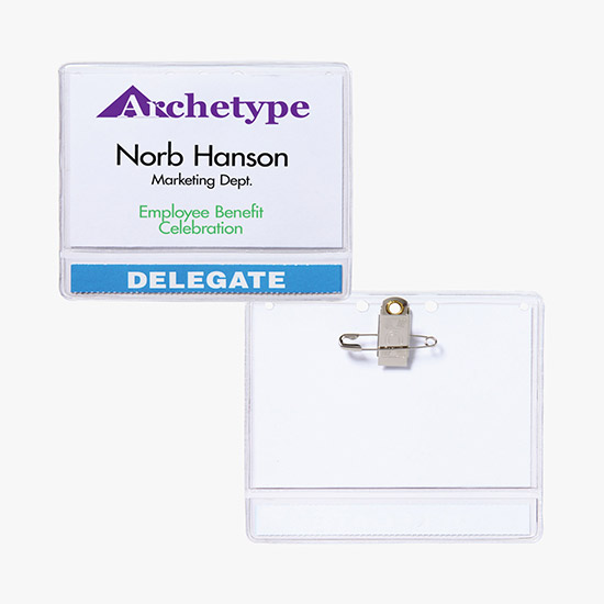 2 1/2 x 4 Standard Slip-In Title Badge Holders - Pin Attachment