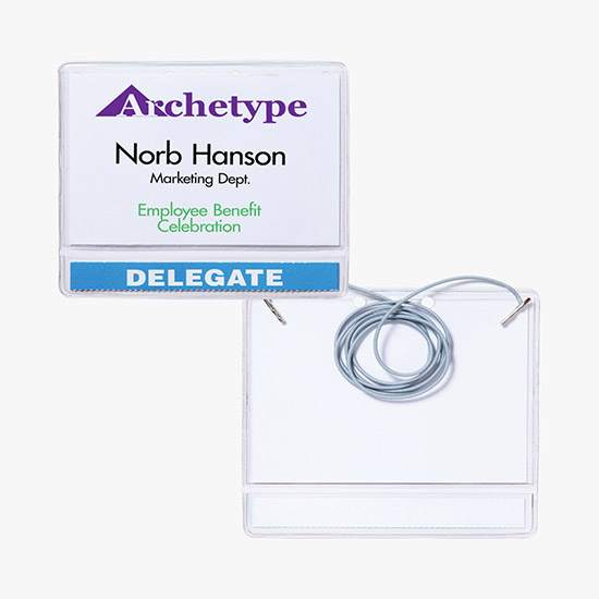 2 1/2 x 4 Standard Slip-In Title Badge Holders - Pin Attachment