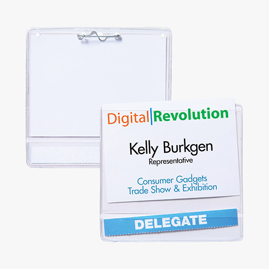 3 x 4 Standard Slip-In Title Badge Holders - Pin Attachment