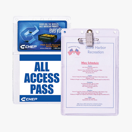 All-Purpose Vinyl Badge Holder - Dual Pocket - Pin Attachment