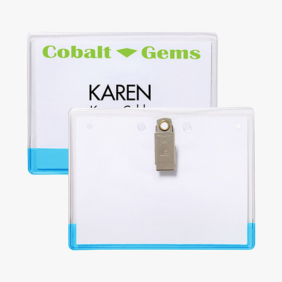 3 x 4 Transparent Bar Badge Holders - Clip Attachment