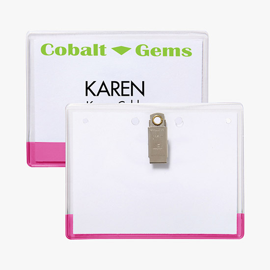 3 x 4 Transparent Bar Badge Holders - Clip Attachment