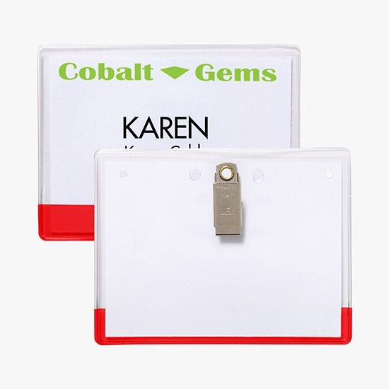 3 x 4 Transparent Bar Badge Holders - Clip Attachment