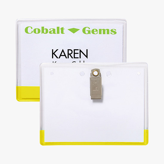 3 x 4 Transparent Bar Badge Holders - Clip Attachment
