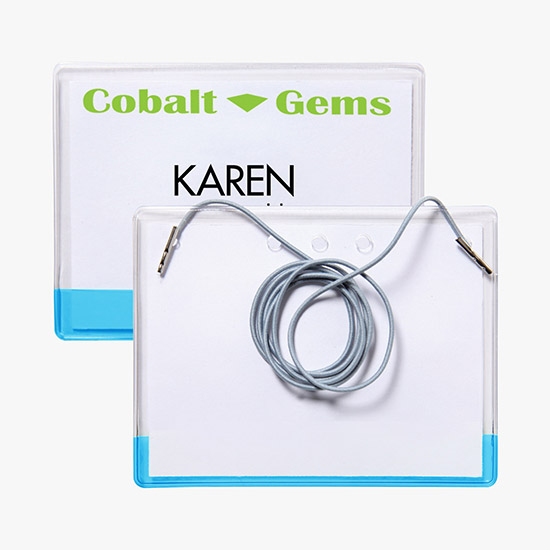 3 x 4 Transparent Bar Badge Holders - Neck Cord Attachment