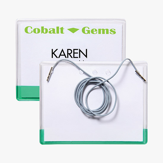 3 x 4 Transparent Bar Badge Holders - Neck Cord Attachment