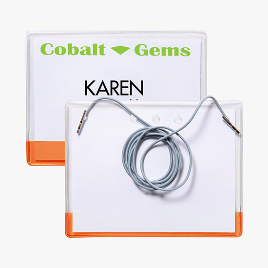 3 x 4 Transparent Bar Badge Holders - Neck Cord Attachment