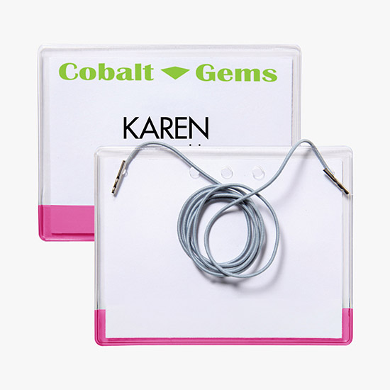 3 x 4 Transparent Bar Badge Holders - Neck Cord Attachment