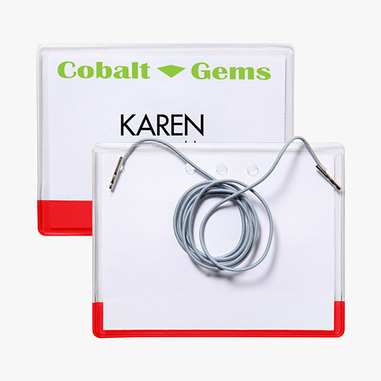 3 x 4 Transparent Bar Badge Holders - Neck Cord Attachment
