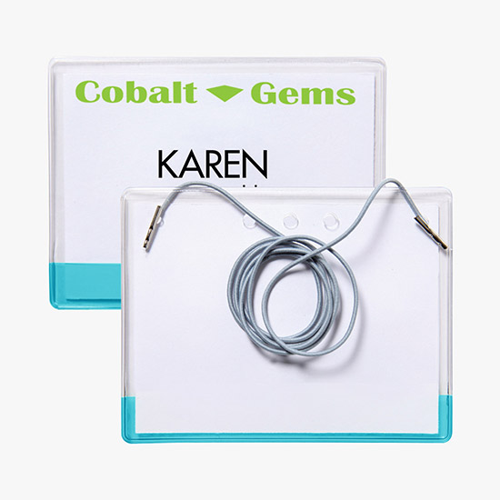 3 x 4 Transparent Bar Badge Holders - Neck Cord Attachment