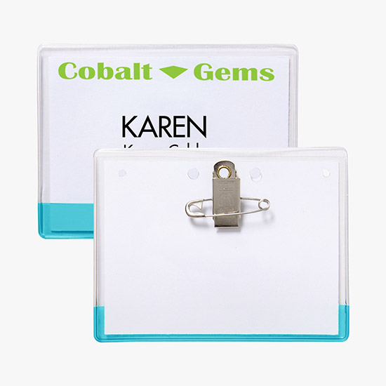 3 x 4 Transparent Bar Badge Holders - Pin/Clip Attachment