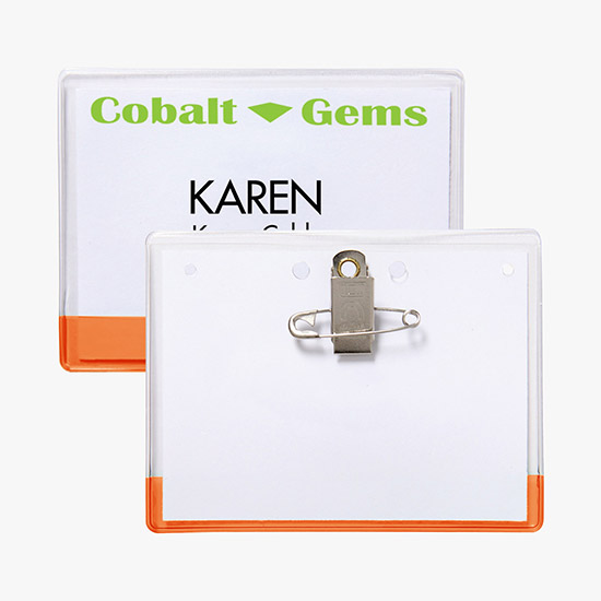 3 x 4 Transparent Bar Badge Holders - Pin/Clip Attachment