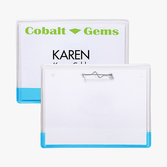 3 x 4 Transparent Bar Badge Holders - Pin Attachment