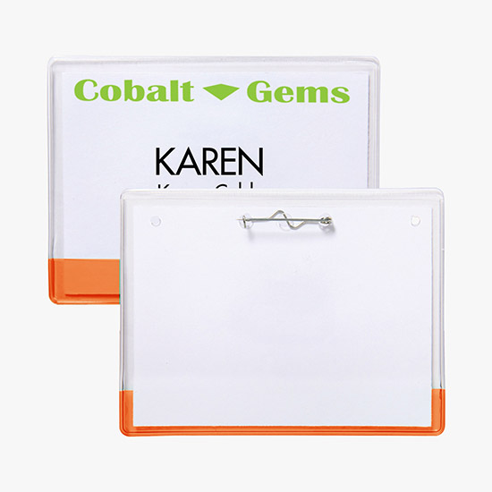 3 x 4 Transparent Bar Badge Holders - Pin Attachment