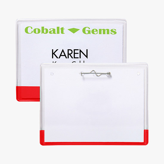 3 x 4 Transparent Bar Badge Holders - Pin Attachment