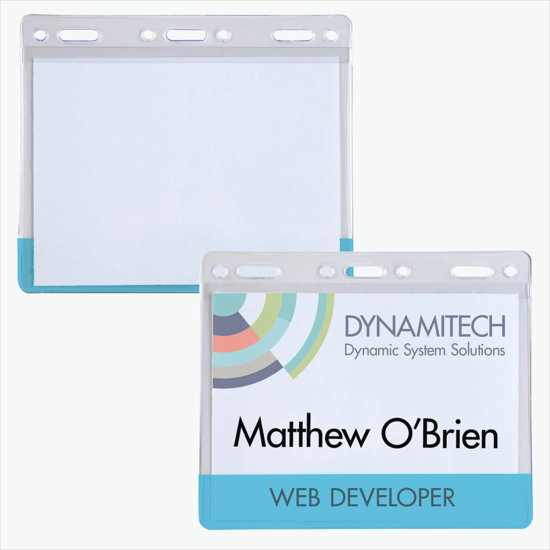 3 x 4 Transparent Bar Badge Holders - Slotted