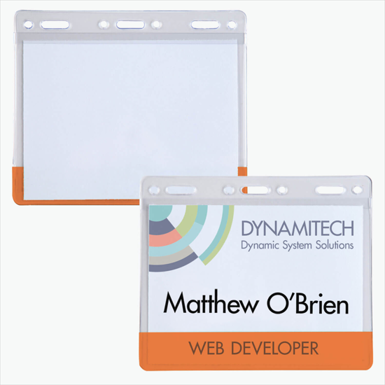 3 x 4 Transparent Bar Badge Holders - Slotted