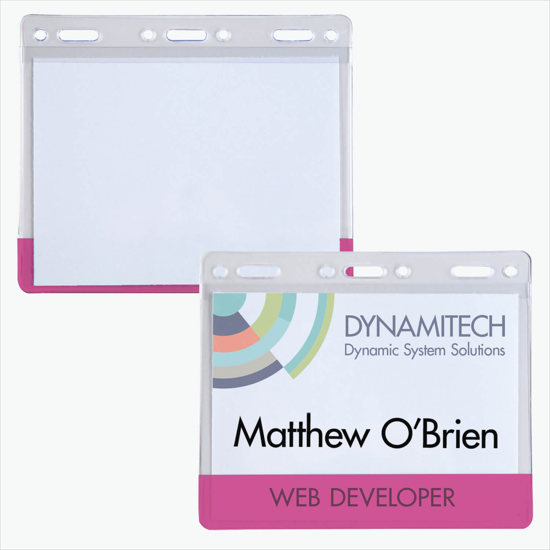 3 x 4 Transparent Bar Badge Holders - Slotted