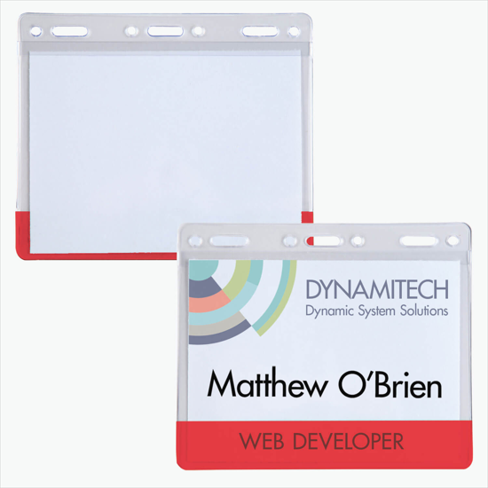 3 x 4 Transparent Bar Badge Holders - Slotted