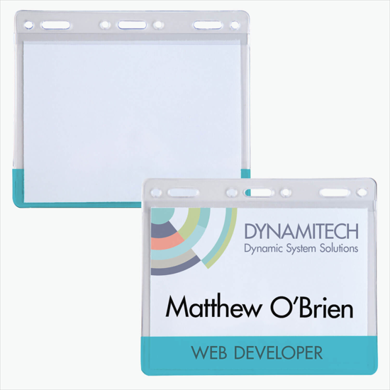 3 x 4 Transparent Bar Badge Holders - Slotted