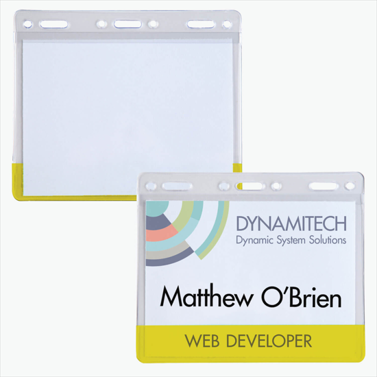 3 x 4 Transparent Bar Badge Holders - Slotted