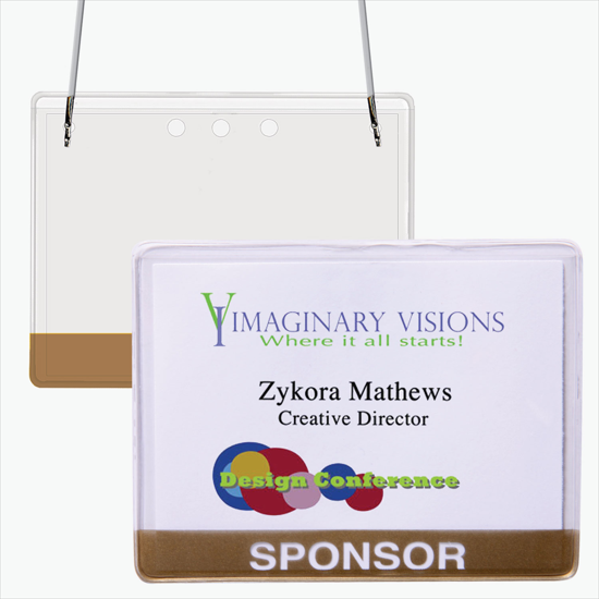 3 x 4 Stock Pre-Printed Badge Holders - Neck Cord Attachment