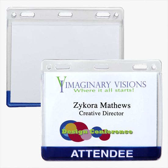 3 x 4 Stock Pre-Printed Badge Holders - Slotted