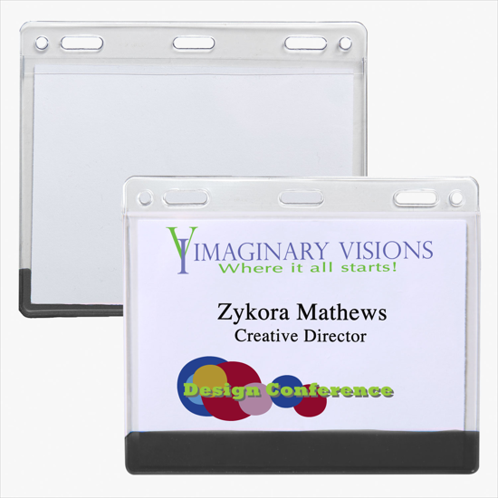 3 x 4 Stock Pre-Printed Badge Holders - Slotted