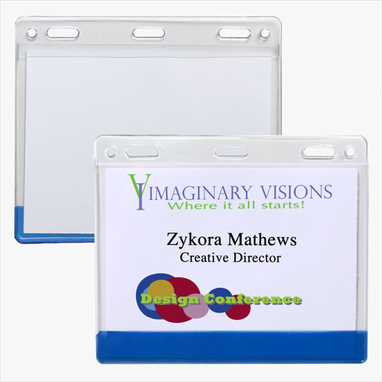 3 x 4 Stock Pre-Printed Badge Holders - Slotted