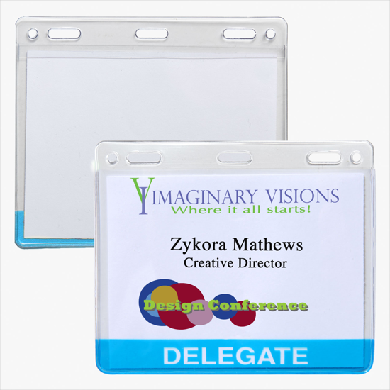3 x 4 Stock Pre-Printed Badge Holders - Slotted