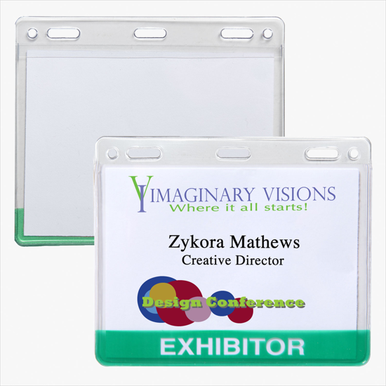 3 x 4 Stock Pre-Printed Badge Holders - Slotted