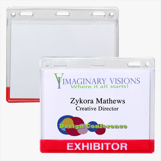 3 x 4 Stock Pre-Printed Badge Holders - Slotted