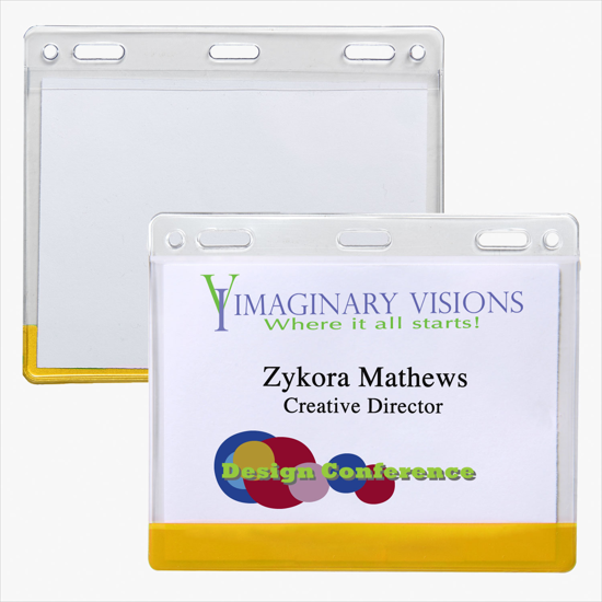 3 x 4 Stock Pre-Printed Badge Holders - Slotted