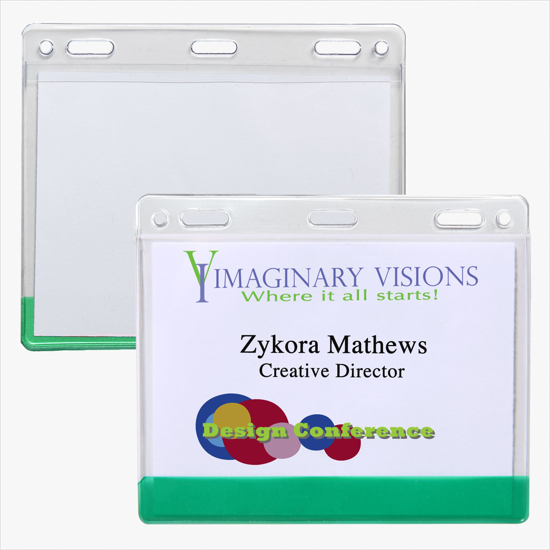 3 x 4 Stock Pre-Printed Badge Holders - Slotted