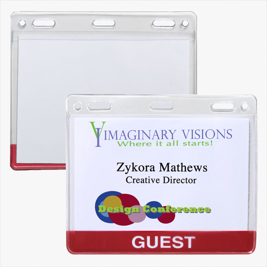 3 x 4 Stock Pre-Printed Badge Holders - Slotted