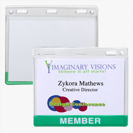 3 x 4 Stock Pre-Printed Badge Holders - Slotted