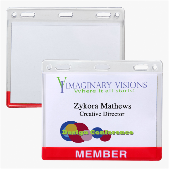 3 x 4 Stock Pre-Printed Badge Holders - Slotted