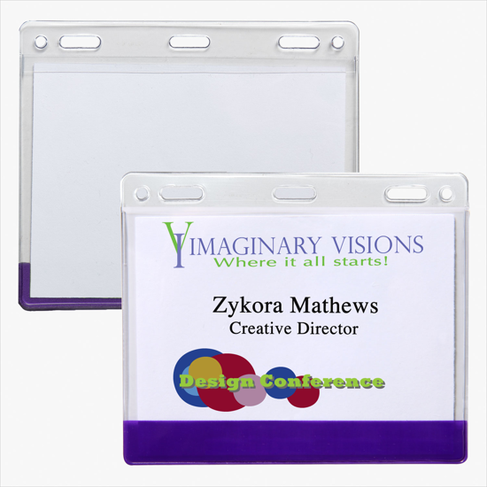 3 x 4 Stock Pre-Printed Badge Holders - Slotted