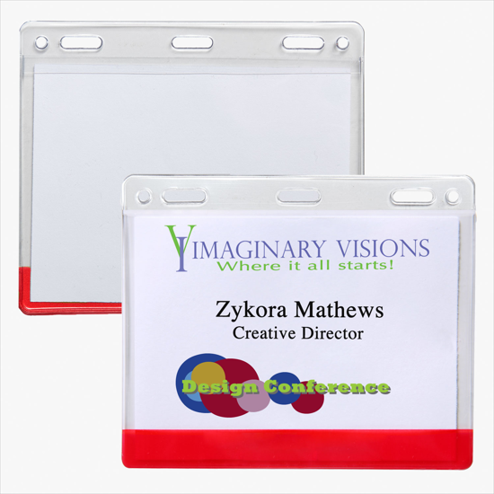 3 x 4 Stock Pre-Printed Badge Holders - Slotted