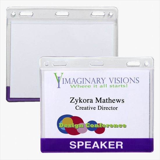 3 x 4 Stock Pre-Printed Badge Holders - Slotted