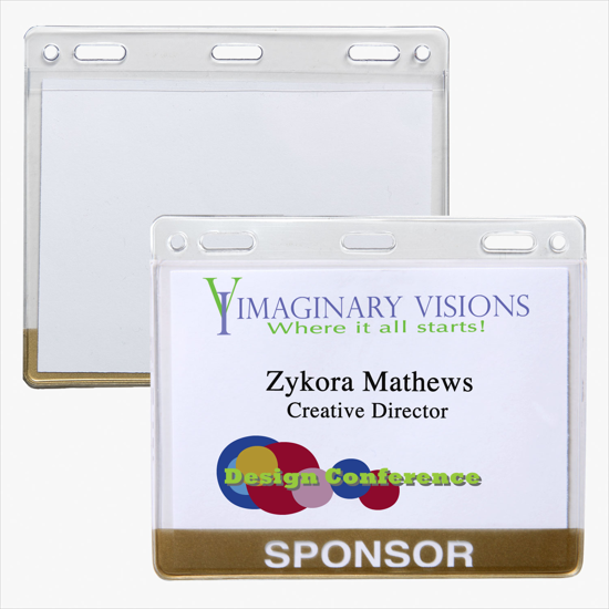 3 x 4 Stock Pre-Printed Badge Holders - Slotted